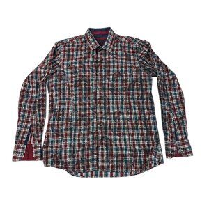 Barabas Signature Paisley Plaid Button Up Shirt Men Size M Mercerized Cotton Y2K